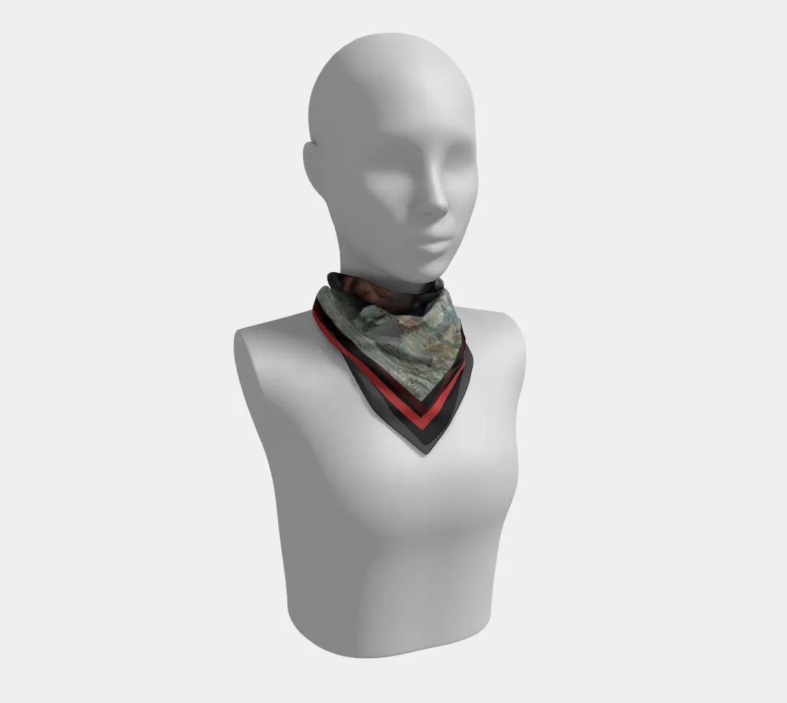 Horse in Red Barn Black Border by JVH Scarf