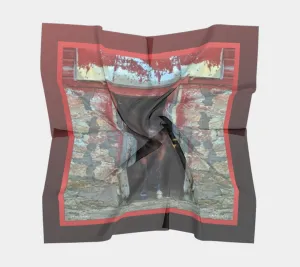 Horse in Red Barn Red Metallic by JVH Scarf