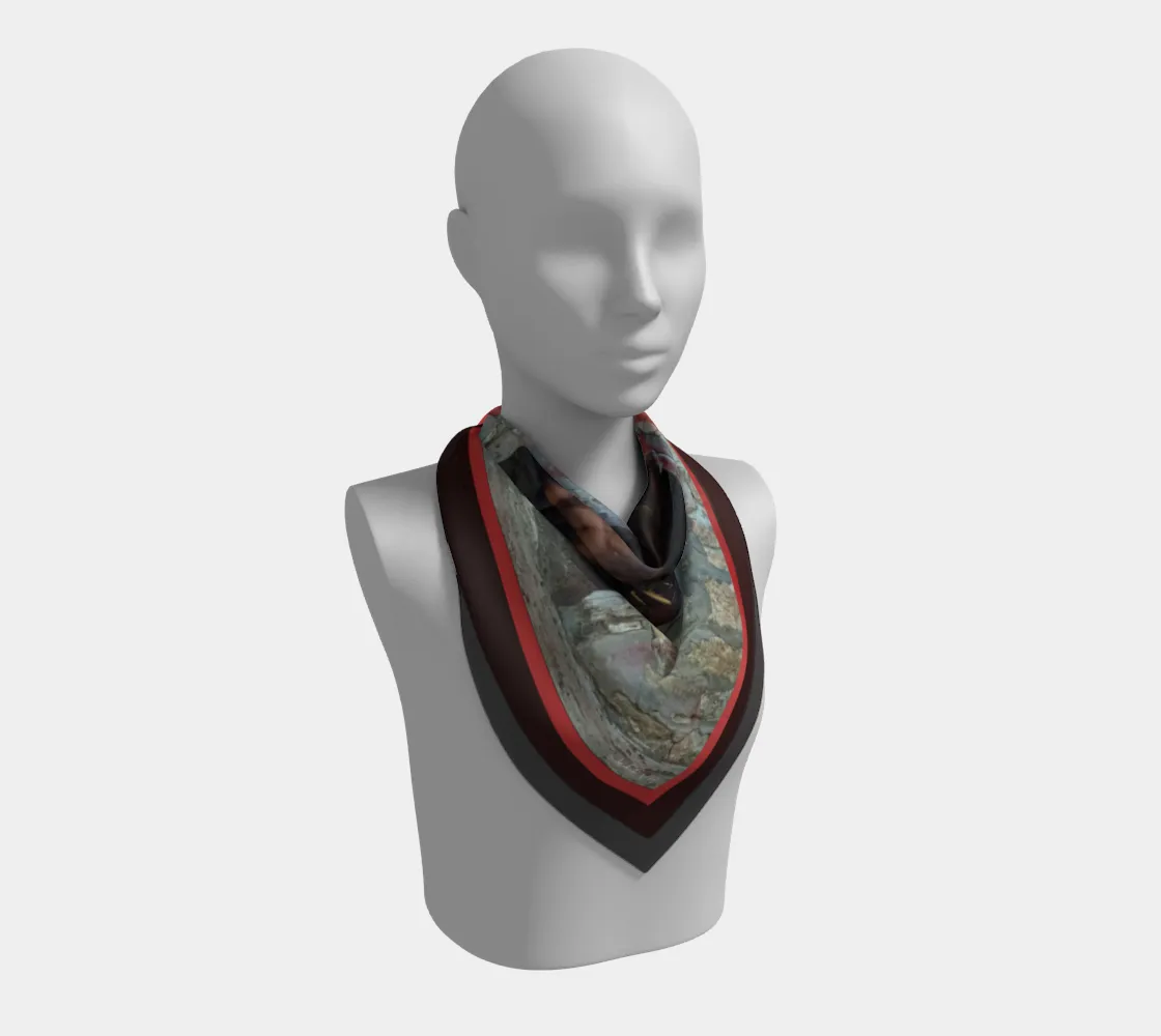 Horse in Red Barn Red Metallic by JVH Scarf