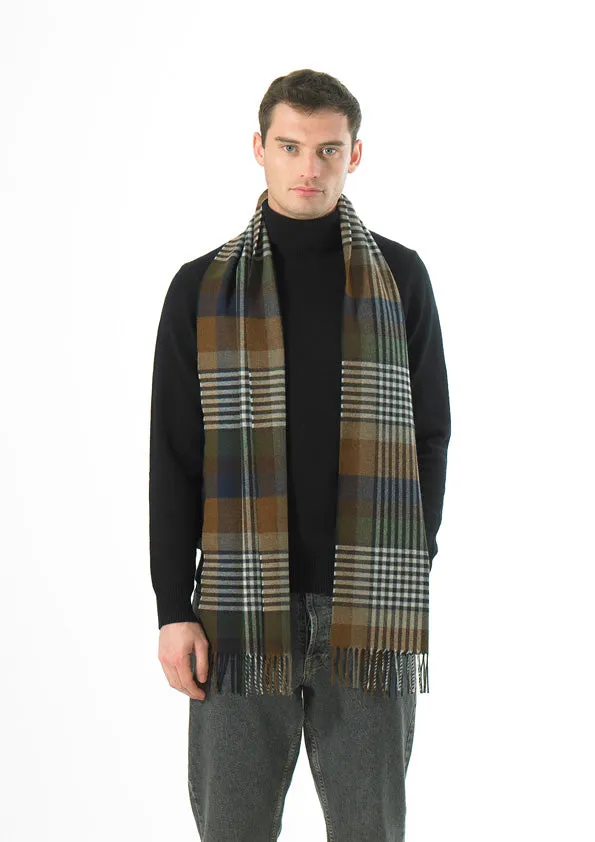 Joshua Ellis Navy & Khaki Trans-seasonal Escorial Featherweight Scarf