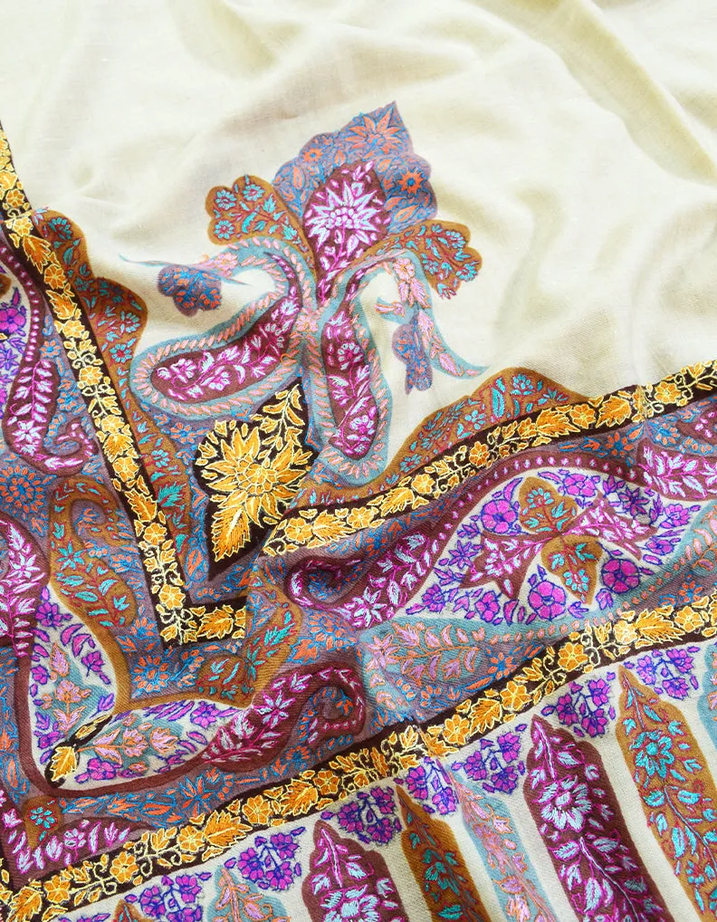 white embroidery pashmina shawl 8382